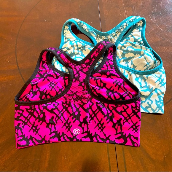 Lot of 2 Champion Sports Bra Teal & Magenta Patterned Small / Medium - Picture 1 of 6